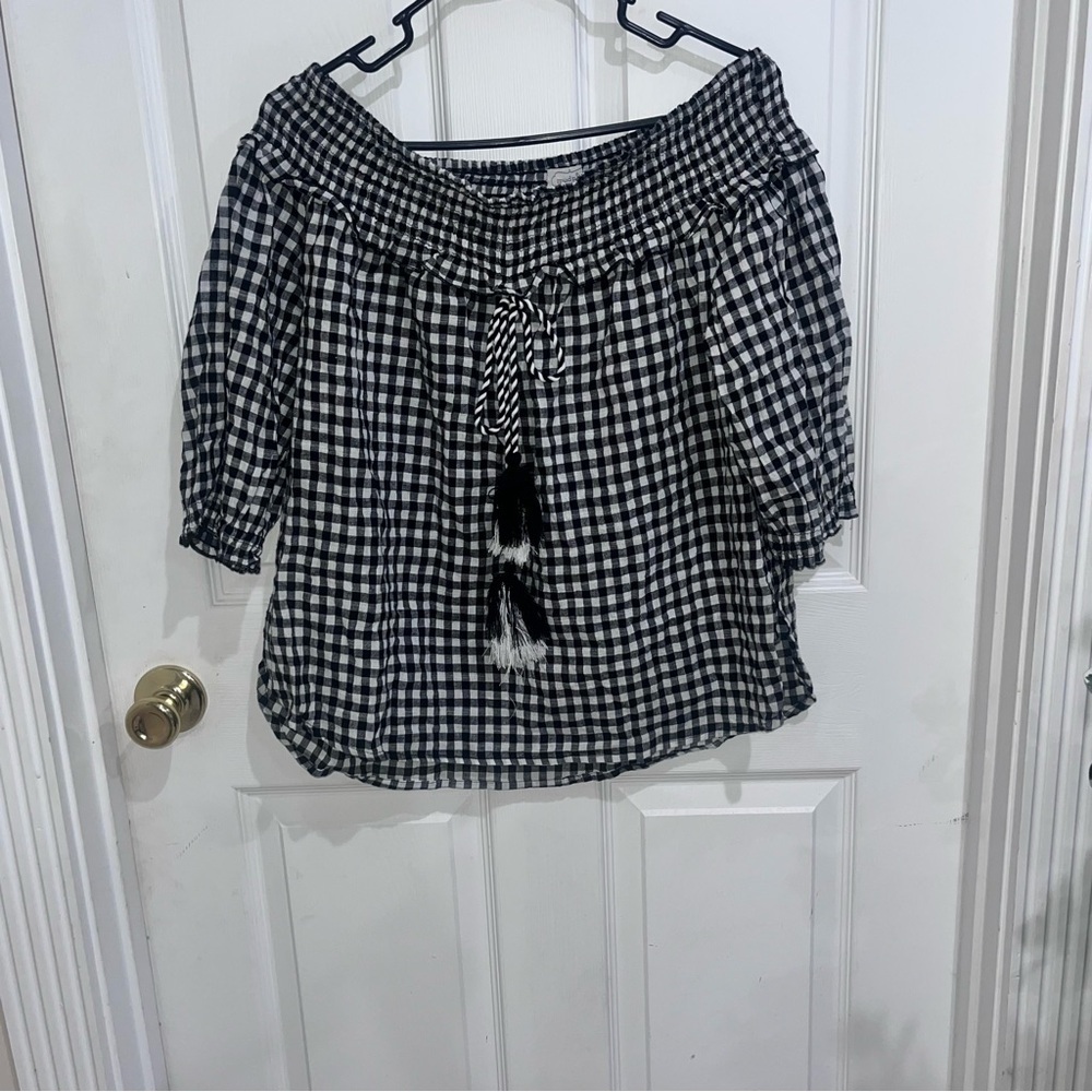 Mudpie black and white checkered top